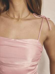 Aralina Women's Vintage Ruched Bust Tie Up Straps Cute Summer Top, Perfect For Fall And Summer And Country - Dusty Pink - View 3