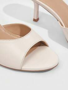 CUCCOO BIZCHIC Women Solid Color Open Toe High Heel Sandals, Graduation Heel, Prom Heels For Summer Elegant Basics Business Casual Business Chic Spring Shoes Spring Break Easter For Christmas Spring Shoes Summer Shoes - Apricot - View 5