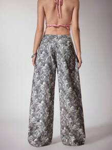 Y2Kool BiGraphic 女士宽松干叶纹理长裤街头朋克风格适合秋冬度假休闲派对秋冬音乐节音乐会女士波西米亚风秋冬长裤 Y2K 2000 年代返校俱乐部服装女士性感工装裤女士 - 彩色 - 查看 3