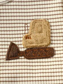 6pcs/Set Newborn Baby Boys Casual Striped Truck Print Long Sleeve Top And Pants Soft Pajamas Set Fall Winter - Multicolor - View 4