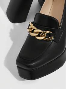 CUCCOO BIZCHIC 女士鞋履 新年款方头厚底粗跟黑色乐福鞋高跟鞋度假鞋夏季促销优雅基础款商务休闲商务时尚万圣节圣诞节秋季 - 黑色 - 查看 6