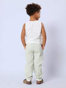 SUMWON 套穿式条纹斜纹棉休闲裤，春秋季日常舒适儿童款，弹性腰带可调节抽绳裤，休闲百搭。 - 綠色 - 查看 4