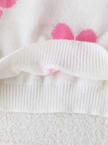 Tween Girls Floral Applique Crew Neck Thick Sweater, White, Suitable For Layering, Staying Home In Autumn/Winter Fall - White - View 6