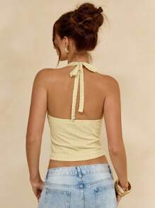 SHEIN BAE Women's Sexy Backless Halter Neck Sleeveless Top, Summer