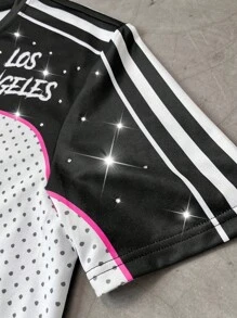 PAVTROS Herren Lässiges T-Shirt mit Kontrastfarben Rundhalsausschnitt und kurzen Ärmeln (mit zufälliger Strass-Verzierung), Sommer