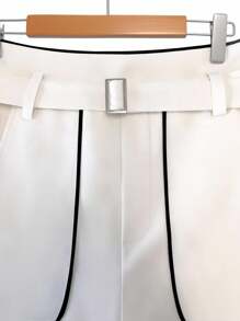 GlowEve Pantalones cortos de pierna ancha de moda y elegantes para mujer, con colorblocking, bolsillos, estilo minimalista y de alta gama, versátiles, para primavera/verano - Albaricoque - Ver 3