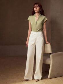 MOTF PREMIUM 缺口领蝙蝠袖衬衫