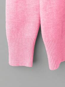 Franclia 女式修身圆领长袖羊毛毛衣针织套头衫秋冬 - 粉色 - 查看 7