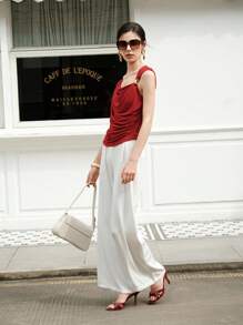 CUCCOO BIZCHIC Women's Solid Color Metal Decor Minimalist High Heel Sandals, Daily Casual Summer BURGUNDY Sandals Spring Shoes Spring Break Easter For Christmas