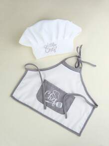 SHEIN 新生儿摄影服装男宝宝白色厨师帽和围裙套装婴儿拍摄道具1个月100天宝宝拍照道具 - 彩色 - 查看 7