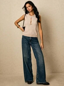 Poéselle Áo vest len kaki với cúc kim loại hình mặt trời, áo vest dệt kim khoét lỗ cài hoa | Áo tank top len không tay màu be, trang phục nữ mùa thu, trang phục công sở thường ngày, áo len nữ kiểu giáo viên, áo len không tay khoét lỗ trang trí kim loại hình mặt trời cho nữ, áo vest len, áo len khoét lỗ, áo len không tay, áo len màu trung tính, phong cách sang trọng tinh tế, đơn giản và thời trang, phong cách cổ điển, phù hợp cho mặc hàng ngày, đi chơi, đi làm, hẹn hò, ở nhà và các dịp khác. - Màu Khaki - Xem 7