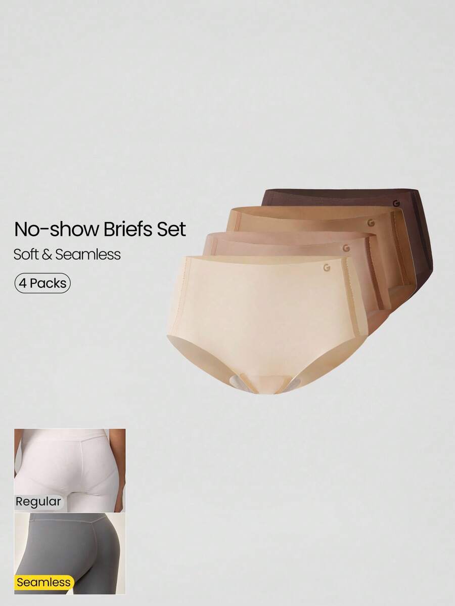 GLOWMODE 4 条装轻薄透气吸汗中腰全覆盖无缝隐形内衣日常健身