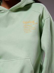 MUSERA Sudadera con capucha de corte holgado y relajado con estampado gráfico "Primavera" para primavera y verano, casual y linda para vacaciones y vuelta al colegio - Verde - Ver 6