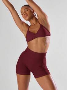 Musera Sport 高腰迷你短裤，舒适运动，适合跑步、健身、俱乐部、板式网球、网球、匹克球等运动，秋冬季均适用。 - 酒紅色 - 查看 6