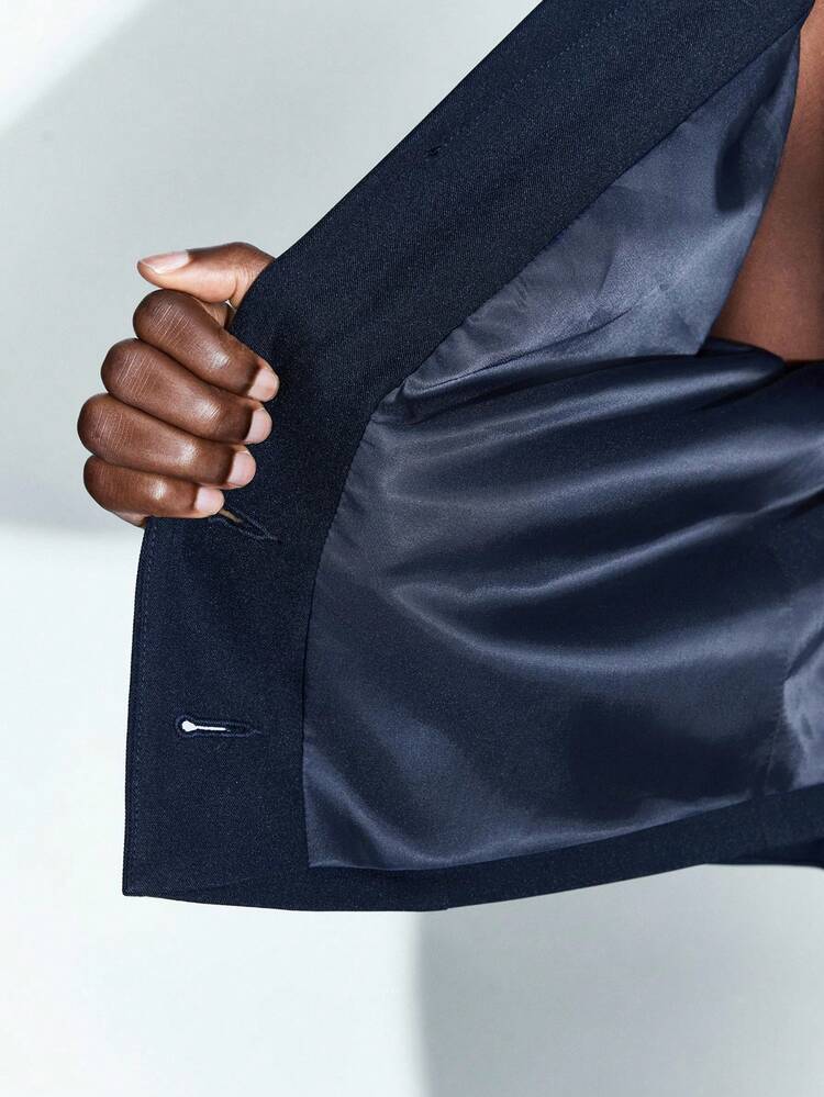 SHEIN Maija Women Solid Color Lapel NeckLong Sleeve Short Casual Blazer Cropped Blazer Women Blazers Women Blazers,Fall Women Clothes