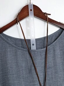 Linhara Women Plus Size Solid Color Round Neck Batwing Sleeve Loose Ruffle Hem Blouse