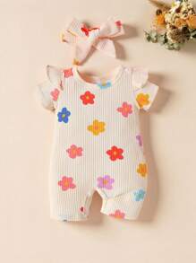 SHEIN Zomer comfortabele bedrukte romper voor babymeisjes
