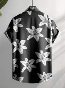 Manfinity RSRT Men's Floral Print Single-Breasted Casual Short Sleeve Shirt