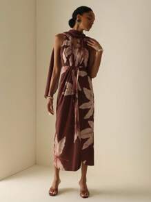 Vesra Đầm Maxi hở lưng in họa tiết hoa phong cách nghỉ mát cho nữ - Nhiều màu - Xem 5