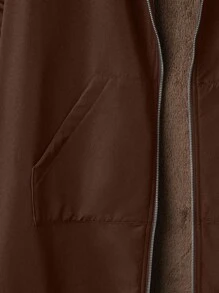 GlowEve Women Solid Color Fluffy Hooded Long Regular Jacket, Autumn/Winter Fall Cloth For Women - Mocha Brown - View 4