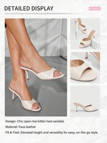 CUCCOO BIZCHIC Women Solid Color Open Toe High Heel Sandals, Graduation Heel, Prom Heels For Summer Elegant Basics Business Casual Business Chic Spring Shoes Spring Break Easter For Christmas Spring Shoes Summer Shoes - Apricot - View 10