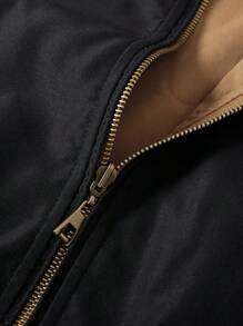 Manfinity Homme Men's Long Sleeve Reversible Zipper Outdoor Windbreaker Jacket , Reversible Jacket, Fall - Black - View 4