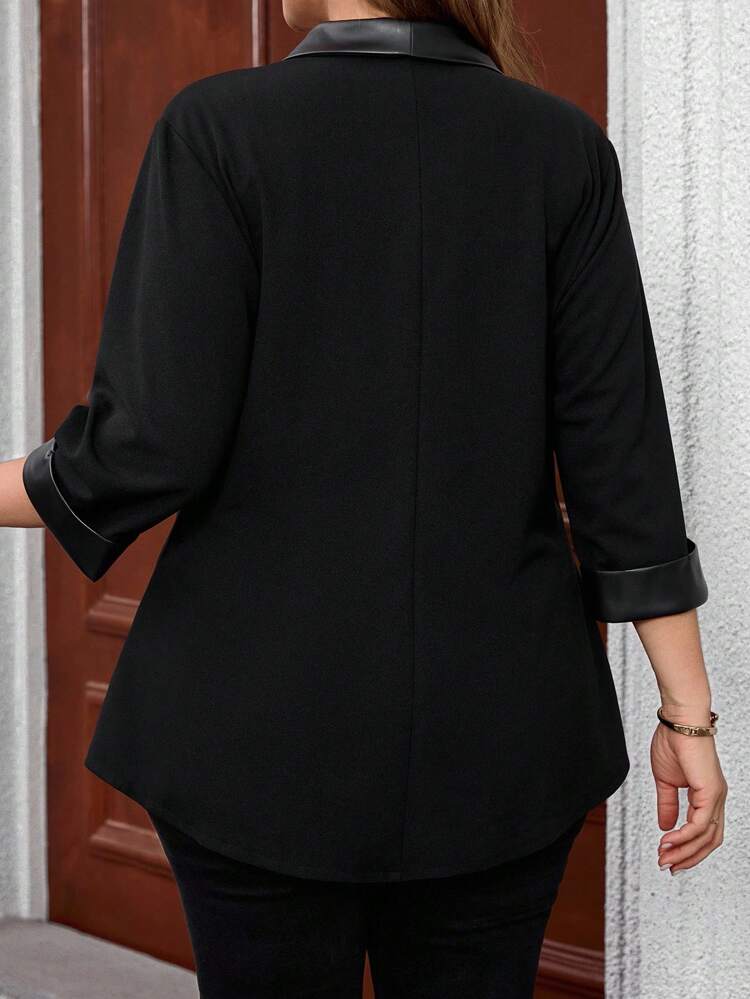 Plus Size Women OL Minimalist Personalized Jacket, Spring/Autumn,, Plus Size Office Wear, Casual,PU,Going Out,Office Wear,, Fall Coat,