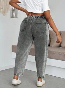 Slaydiva Quần Jeans Co Giãn Rộng Có Túi Cho Nữ Size Lớn - Xám - Xem 3