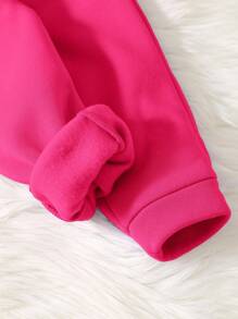 Baby Girl Knitted Soft Pullover Casual Thick Sweatshirt Set, Suitable For Autumn/Winter Fall - Hot Pink - View 8