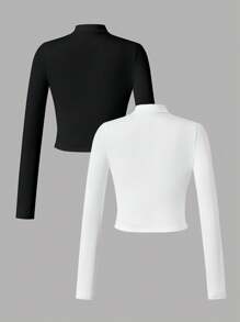 Kurtka dziewczęca z długim rękawem i zamkiem błyskawicznym z przodu, prosta, casualowa