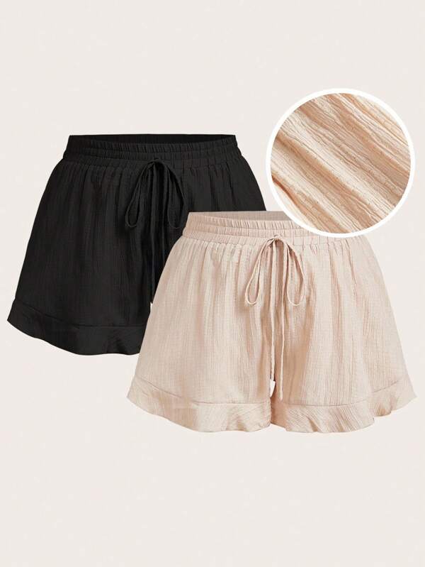 Elaquor 2 stuks/set plus size casual veelzijdige shorts, geschikt voor de zomer