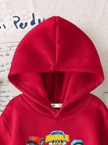 Rubble X SHEIN Young Boy Cartoon Pattern Red Long Sleeve Sweatshirt Fall Winter - Red - View 5