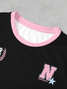 Manfinity Dauomo Áo thun nam phong cách thể thao đại học chấm bi cổ điển kết hợp chữ cái giản dị đường phố - Nhiều màu - Xem 3