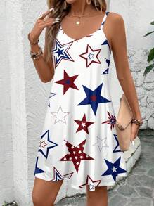 EMERY ROSE 大码女式独立日星针织迷你连衣裙，适合夏季