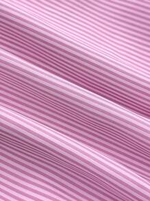 SHEIN Cute Pink Striped Peplum Blouse With Flounce Sleeves And Square Neckline For Teen Girls Pink Babydoll Top Babydoll Top Girls Babydoll Top Summer Babydoll Top Ruffle Sleeve Babydoll Top - Pink - View 6