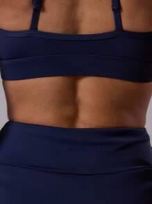 Musera Sport Sport Layered Double Strap Plunge Fitted Seamless Sculpt Sports Bra Active Gym Workout Summer Padel Club Gym Fitness - Royal Blue - View 7