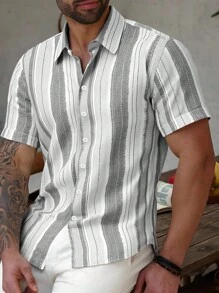 Manfinity RSRT Men Striped Print Shirt - Multicolor - View 1