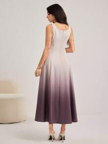 Modelyn Vestido morado degradado de cuello cuadrado sin mangas de longitud media para mujer - Morado - Ver 2