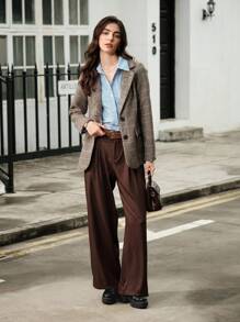 CUCCOO BIZCHIC 女士鞋 简约粗跟优雅棕色人造皮革厚底乐福鞋 夏季毕业高跟鞋 舞会高跟鞋 度假鞋 夏季促销 优雅基础款 商务休闲 商务时尚 圣诞节 秋季 新年 假期