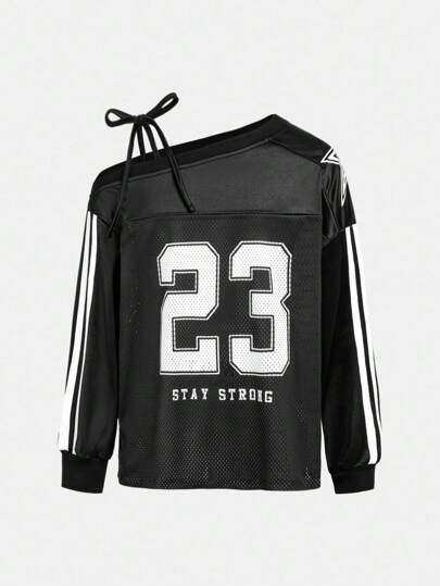 Girlism Áo nỉ in họa tiết màu đen cho bé gái tuổi teen - Bao gồm áo ba lỗ in số chéo vai, áo hoodie dài tay có dây đeo nơ, thích hợp cho ngày tựu trường, dạo phố, thể thao, thường ngày