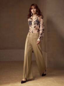 MOTF PREMIUM PINTUCK WIDE LEG SUIT PANTS