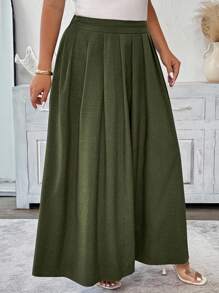 Elenzga 大码女式优雅法式轻盈奢华简约高端办公室/通勤/海滩度假雪纺短袖衬衫，有领子，前部纽扣，口袋，腰部抽绳，袖口，咖啡色 - 軍綠色 - 查看 5