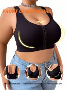 SHEIN 1pc Plus Size Women Seamless Comfortable Front Hook Short Camisole