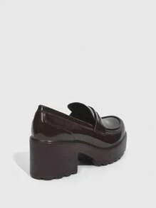 CUCCOO BIZCHIC 女士鞋 简约粗跟优雅棕色人造皮革厚底乐福鞋 夏季毕业高跟鞋 舞会高跟鞋 度假鞋 夏季促销 优雅基础款 商务休闲 商务时尚 圣诞节 秋季 新年 假期