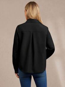 Amorya 女士优雅黑色串珠贴花短袖衬衫，适合多种场合，例如夏季返校、音乐会、返校节、办公室、教师节、晚宴、教堂活动、早午餐、生日派对、婚礼宾客等。 - 黑色 - 查看 2