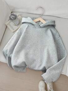 Tween Girl' Casual Fashionable Grey 79 Leopard Print & Letter Slogan Graphic Drawstring Sweatshirt Leopard Print Sweatshirt Grey Sweatshirt Tween Girl Sweatshirt Teen Sweatshirt Y2k Sweatshirt Fall Winter - Light Grey - View 2