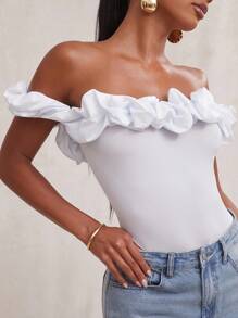 NYA SZN Bodysuit Floral Kontrast Bodysuit mit Kreuzriemen Detail, Tee-Party, Ausgehen, Büro, inspiriert von Prominenten