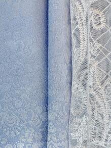 LanaWest Elegancka sukienka z kwadratowym dekoltem, falbaniastym kołnierzykiem, kokardą i kontrastową koronką, idealna na Oktoberfest i Dirndl