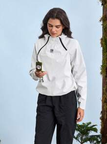 In My Nature 女式插肩袖连帽宽松户外雨衣外套女式风衣外套防水外套女式徒步外套女式防紫外线外套女式短款白色外套女式徒步户外短款外套女式露营登山轻便外套保暖加厚保暖外套