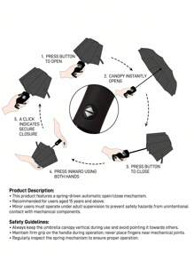 GARFIELD | SHEIN 1 chiếc ô gấp ba tự động đóng mở họa tiết hoạt hình dễ thương, có chức năng chống nắng, thích hợp cho đi học, đi làm, đi chơi và sử dụng hàng ngày, được thiết kế cho sinh viên đại học, học sinh trung học, người dùng nam và nữ, mèo - màu đen - Xem 10